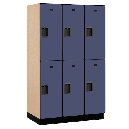 Salsbury Industries Wardrobe Locker, 45" W, 21" D, 76" H, (3) Wide, (6) Openings, Blue 22361BLU